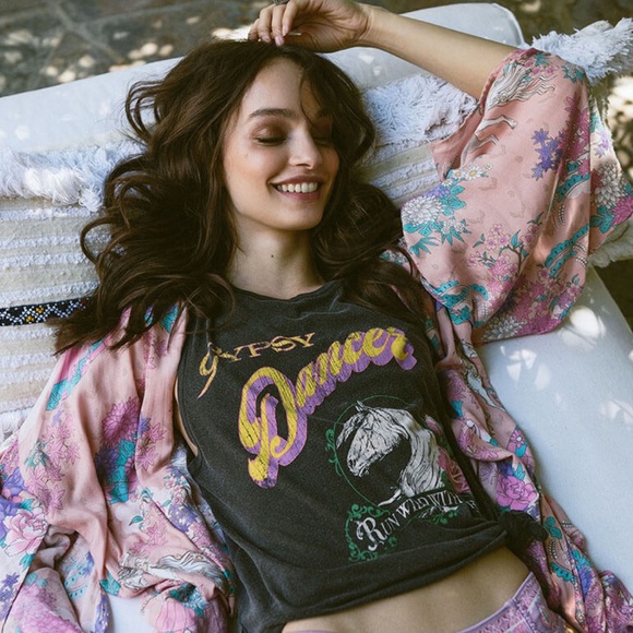 Luxe Boho Wild Horses Pink Floral Kimono CoverUp - Picture 9 of 9